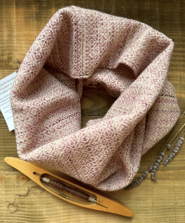 Wool Snood 'Clover Fields' Diamonds Hand Painted & Woven British Lambswool Scarf