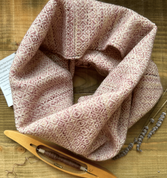 Wool Snood 'Clover Fields' Diamonds Hand Painted & Woven British Lambswool Scarf