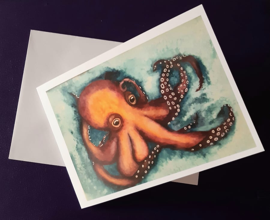 Octopus Card - print from an Original Watercolour Painting