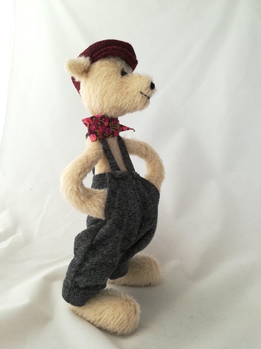 Ernie, SOLDTeddy bear alpaca fabric poseable artist handmade OOAK collectable 