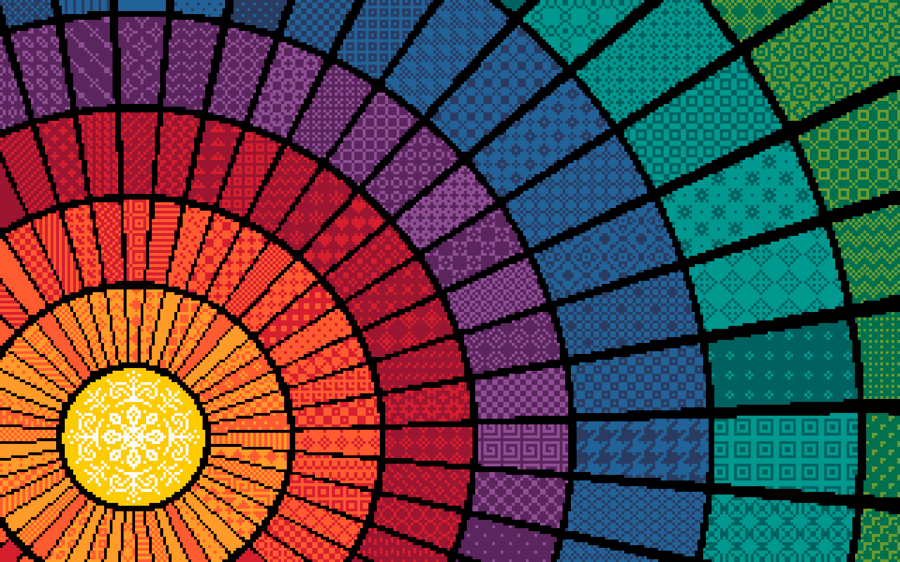 127A - Cross stitch pattern - Dark version Rainbow Sun Zentangle patterns Sample