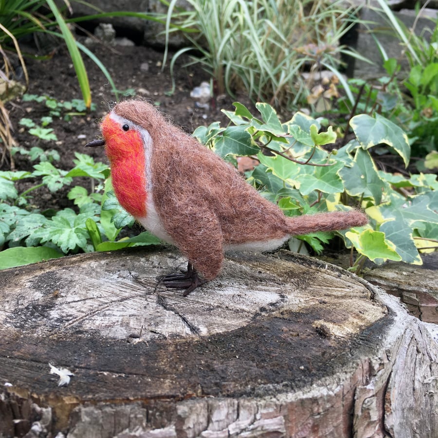 Needle felted robin redbreast, christmas decoration