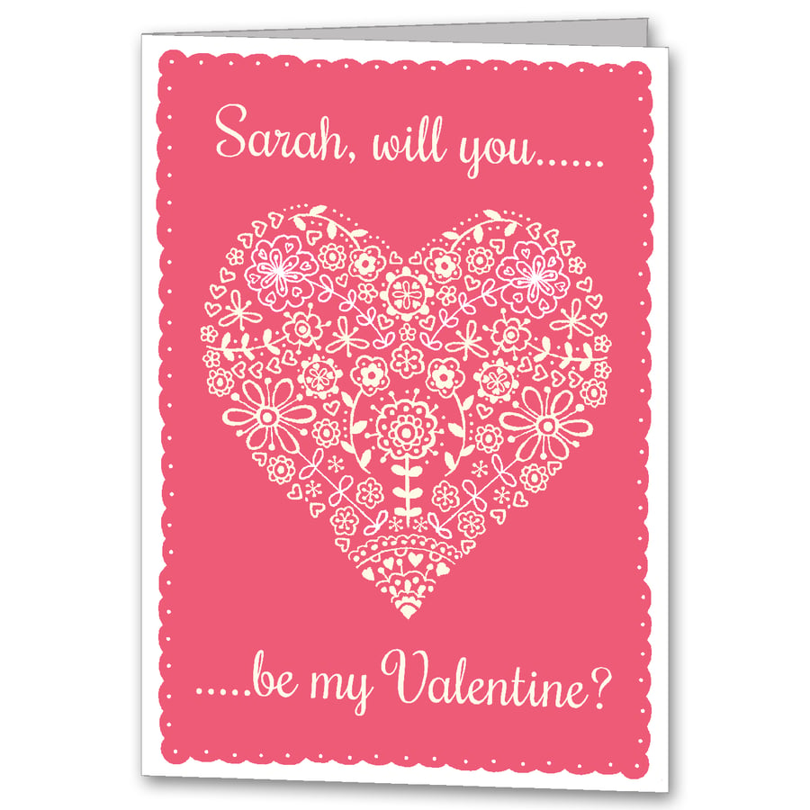 Personalised Heart Valentine Card, Wife, Girlfriend, Fiance Valentines Day Card
