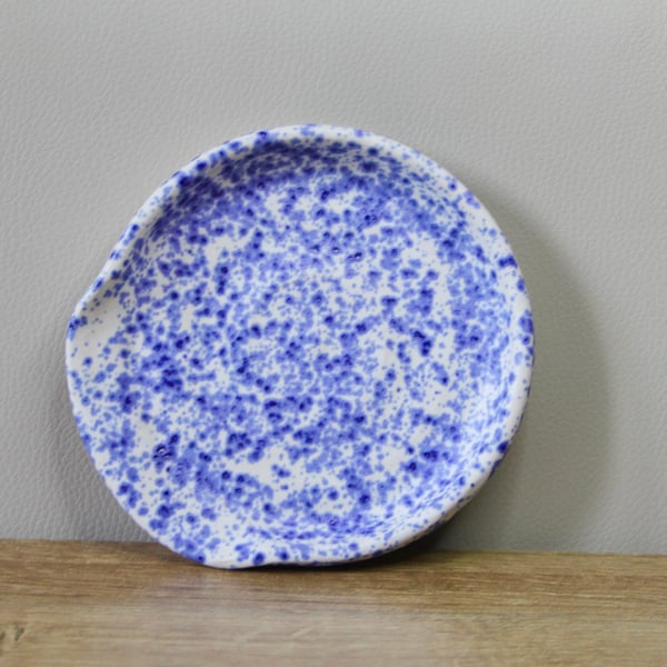 Blue speckled spoon rest 
