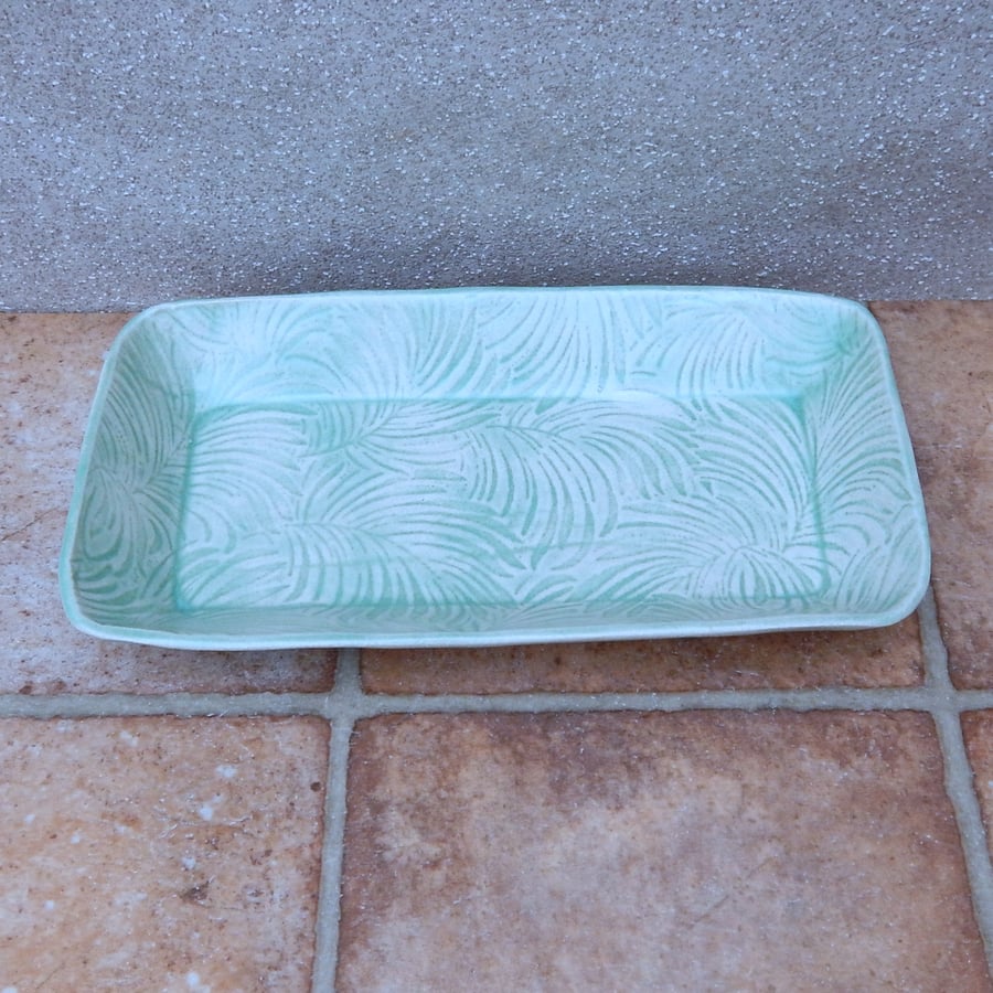 Serving plate oven dish handmade in textured stoneware ceramic pottery