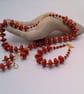 Pressed Coral Saucers & Gold Plated Spacers 3 Piece Jewellery Set, Gift for Her