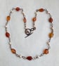 Carnelian and pearl copper wire necklace, June and July birthstone, Cancer sign - Image 4