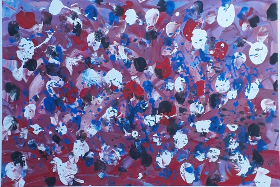 Faces in the crowd A4 print on inkjet canvas paper from original abstract