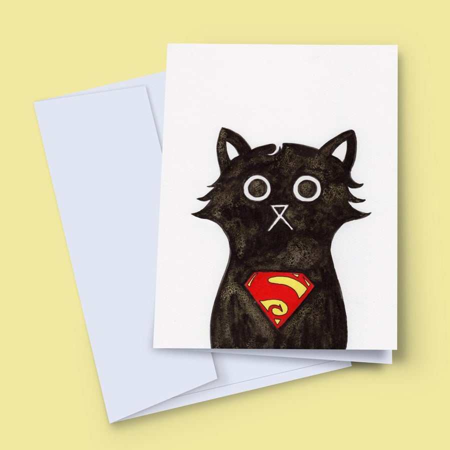 Superhero Card, Super Cat Card, Super Hero Card, Superhero Party Invite