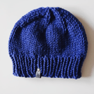 HAND KNIT Ladies Navy Merino Hat