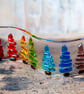 Fused Glass Trees Rainbow Wave, Tea Light Screen, 3D Xmas Ornament - Image 1