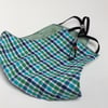 Large reusable double layered, washable and adjustable checked face mask