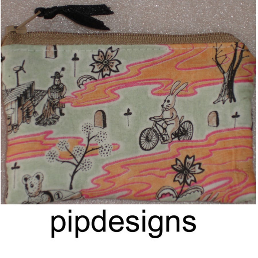 Emo Sinister Liberty Fabric Flo Grayson Perry Zipped Purse Orange