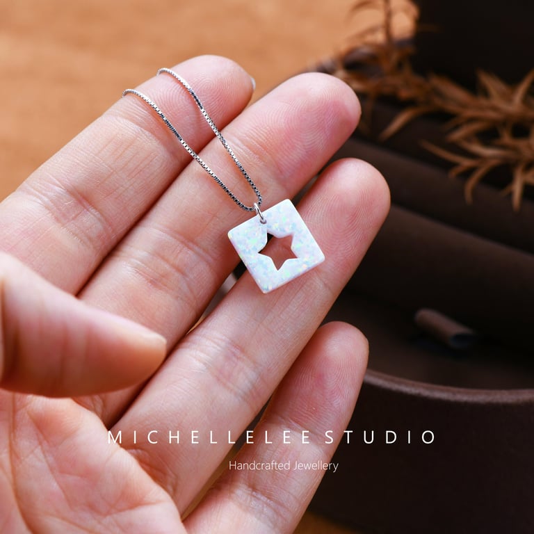 Fire Opal Star Necklace With 925 Sterling Silver Chain