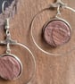 Handmade Red Welsh Slate Hoop Earrings – Stone & Stainless Steel Jewellery - Image 1
