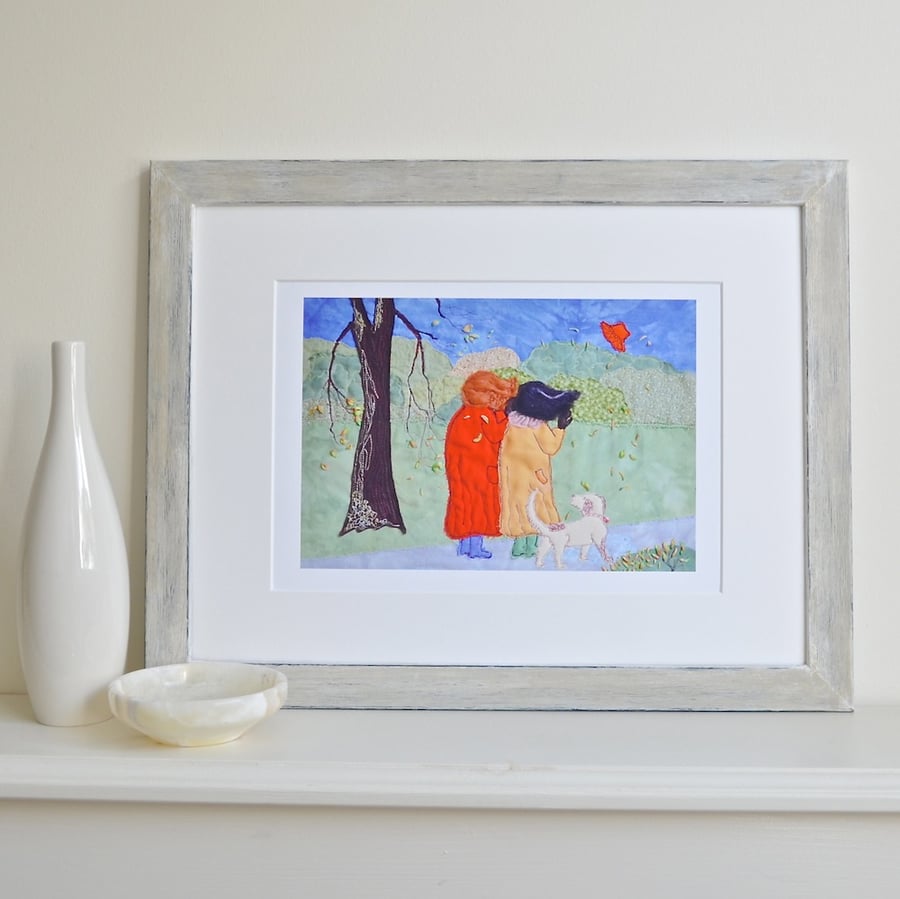 'There she blows!' women and dog walking - autumn picture