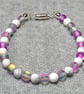 Matt Howlite and Pink Shimmer Frosted Glass Bead Bracelet