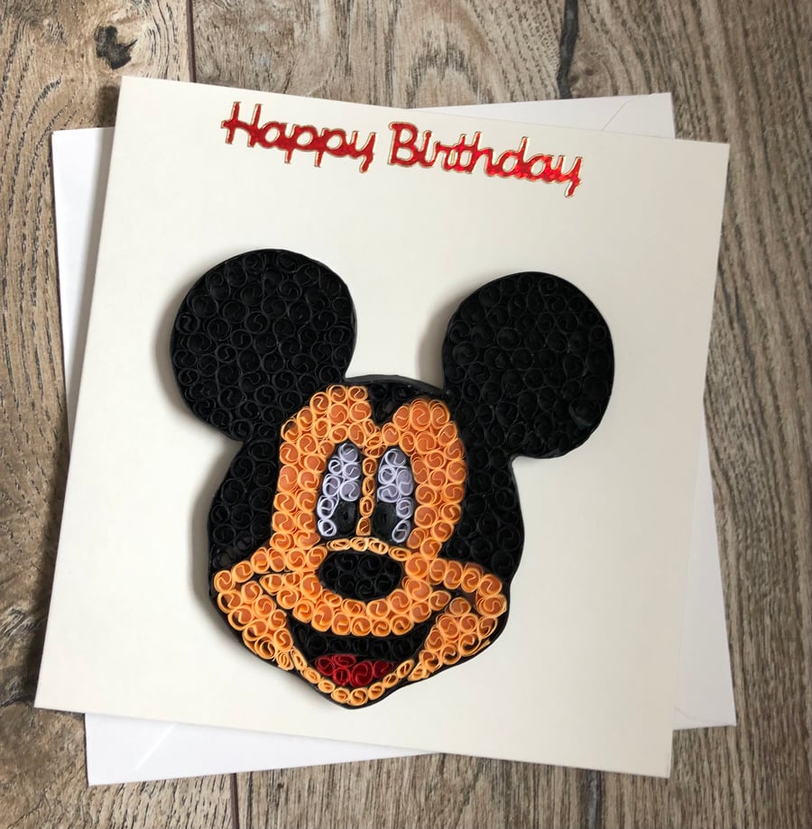 Handmade quilled mouse card