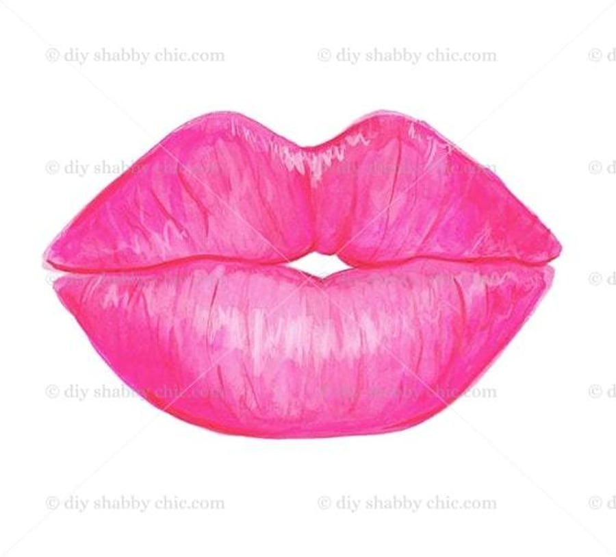 Waterslide Wood Furniture Decal Vintage Image Transfer DIY Shabby Chic Pink Lips