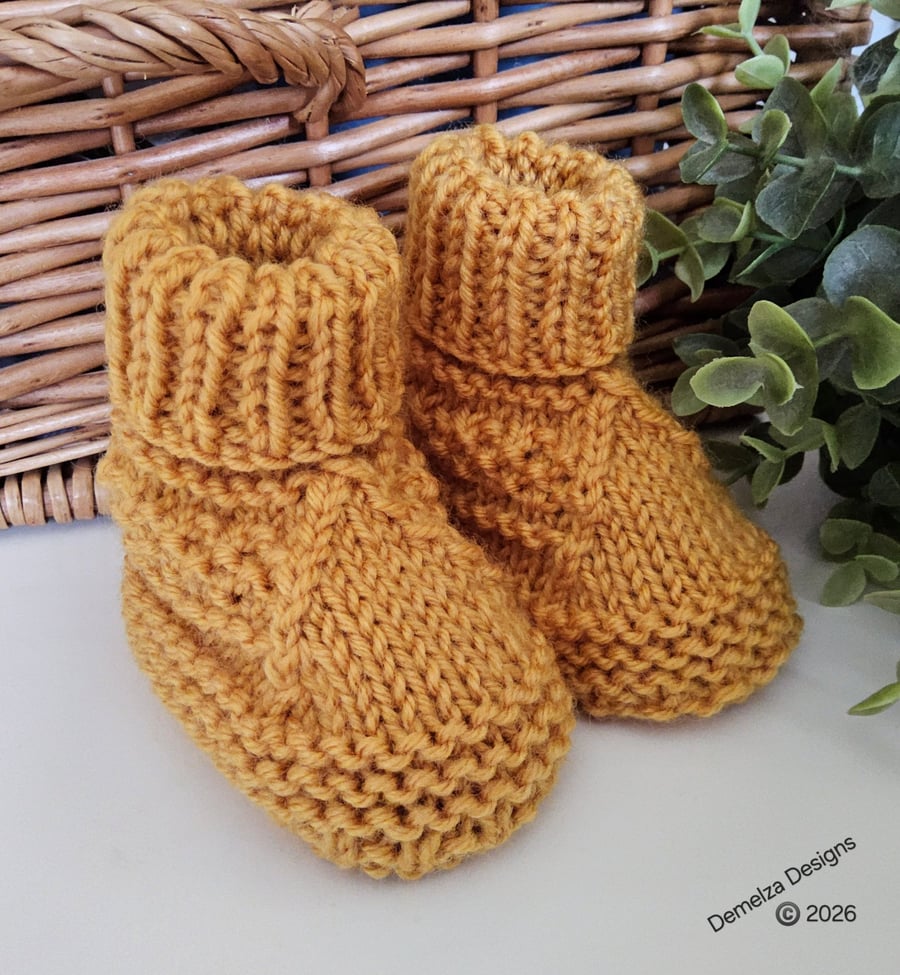 Designer Super Soft Merino Wool Baby Booties 0-3 months size