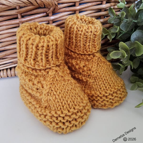 Designer Super Soft Merino Wool Baby Booties 0-3 months size