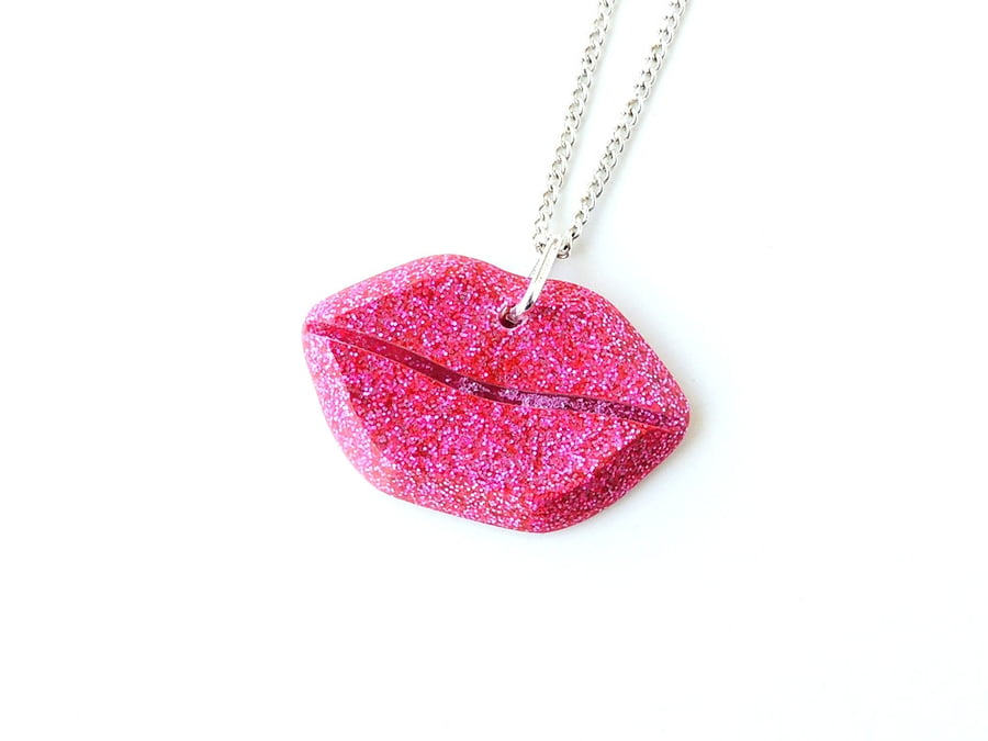 Pink Lips Necklace - SALE (738)