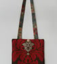  Quilted, Patchwork, Shoulder Bag, Shades of Green, Gold and Red - Image 4