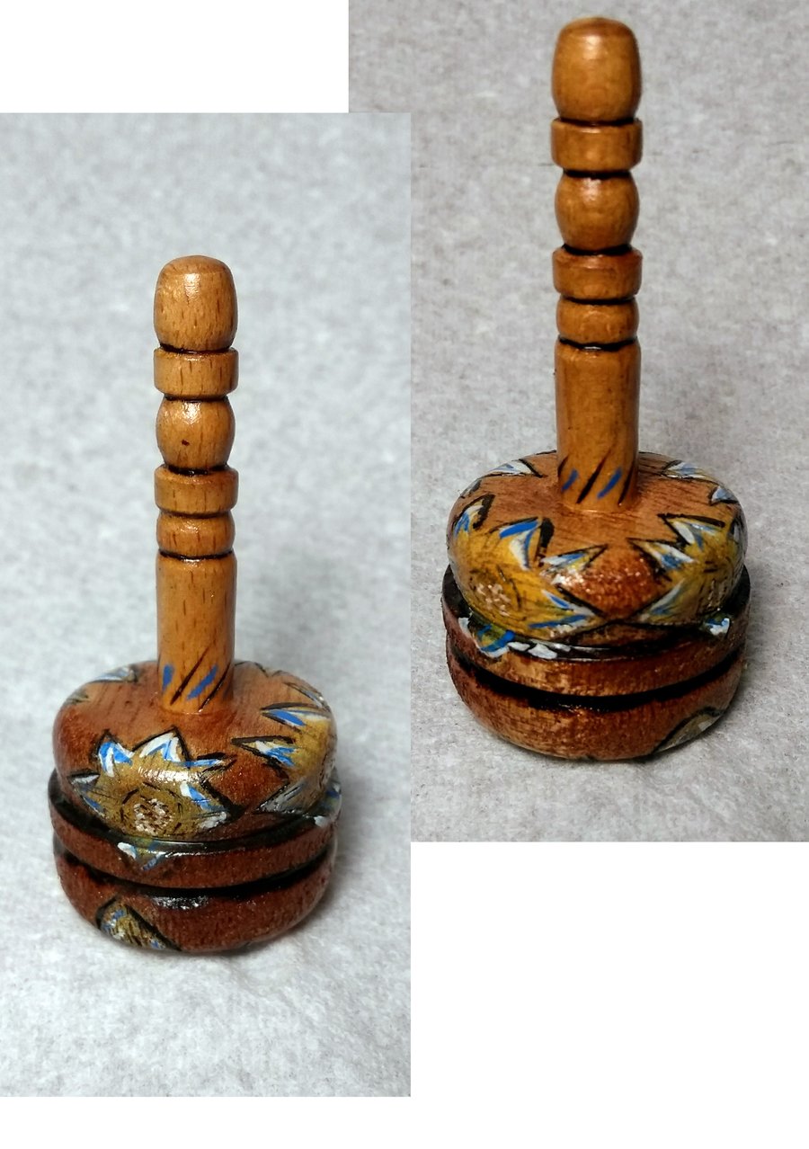 Hand painted, hand made spinning top 1