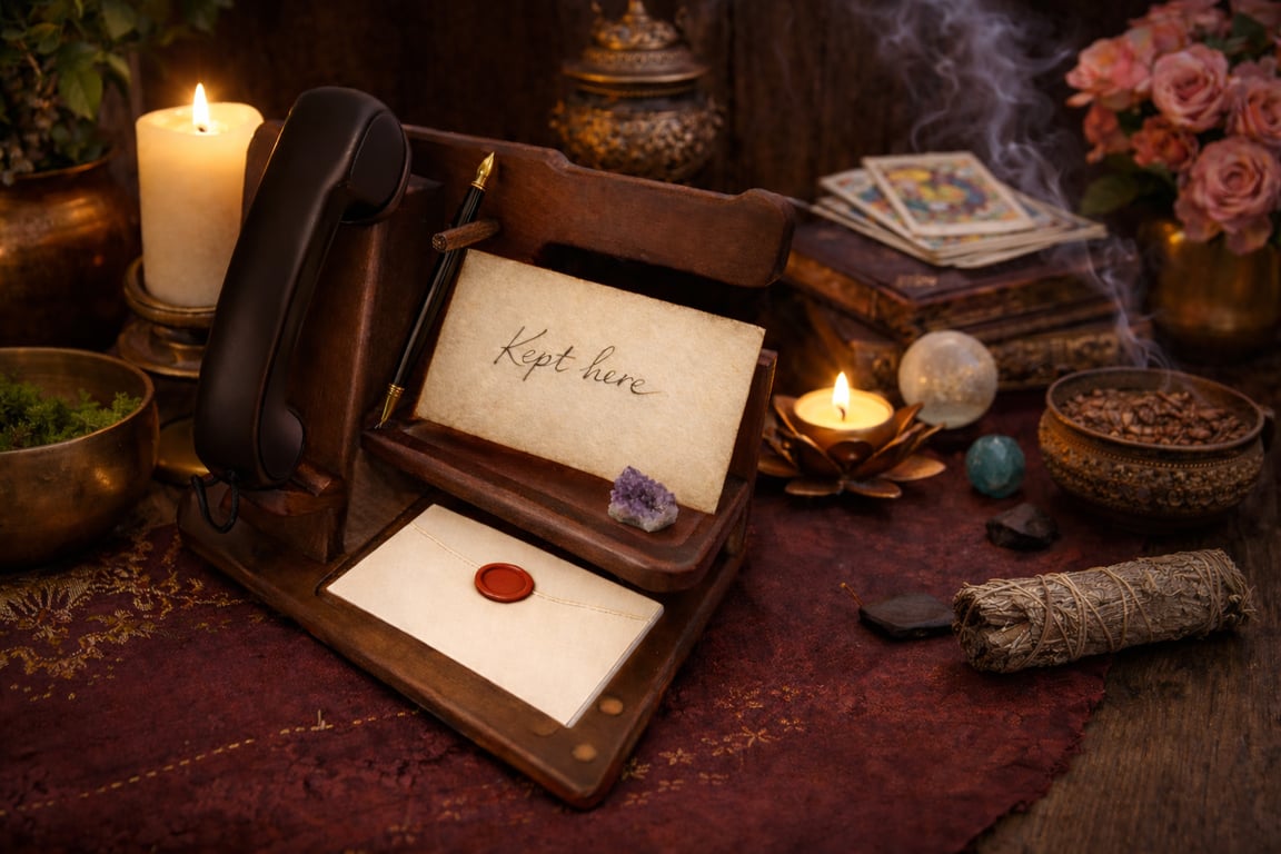 Vintage Wooden Desk Organiser with Message & Telephone Stand