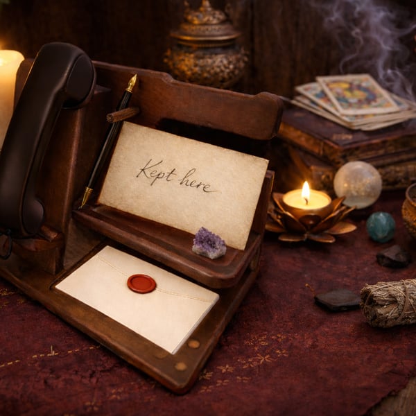 Vintage Wooden Desk Organiser with Message & Telephone Stand