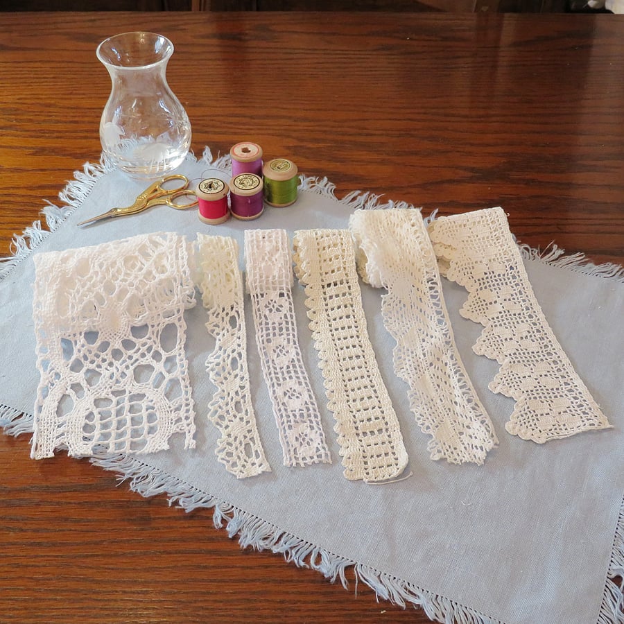 6 lengths of vintage lace