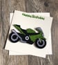 Handmade quilled motorcycle green, blue, red,  card - Image 3