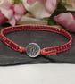 Pink spinel gemstone and orange leather bracelet, August birthstone  - Image 7