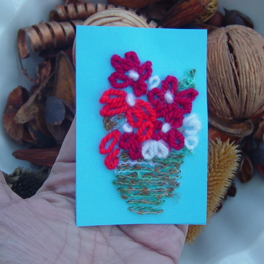 Red Flowers Mixed Media ACEO