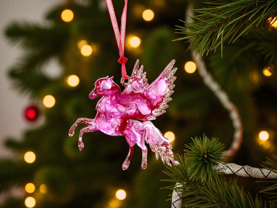 Horse Christmas tree decoration Pegasus ornament New Year gift for kids 