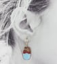 Enamel and Textured Rectangle Copper Dangle Drop Earrings - Image 2