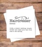 Hairdresser Definition Card - Birthday, Thank you, personalised, blank inside - Image 1