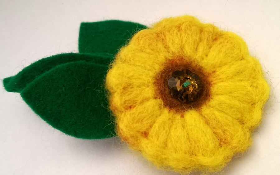 Sunflower Brooch Corsage 