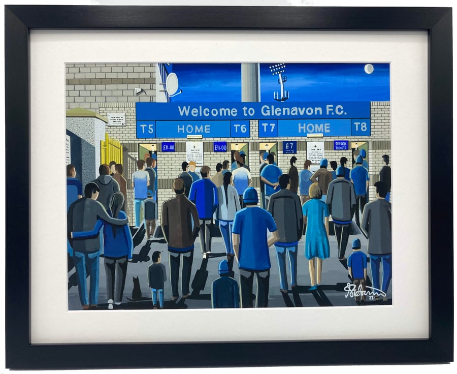 Glenavon F.C, Mourneview Park. High Quality Framed, Football Art Print