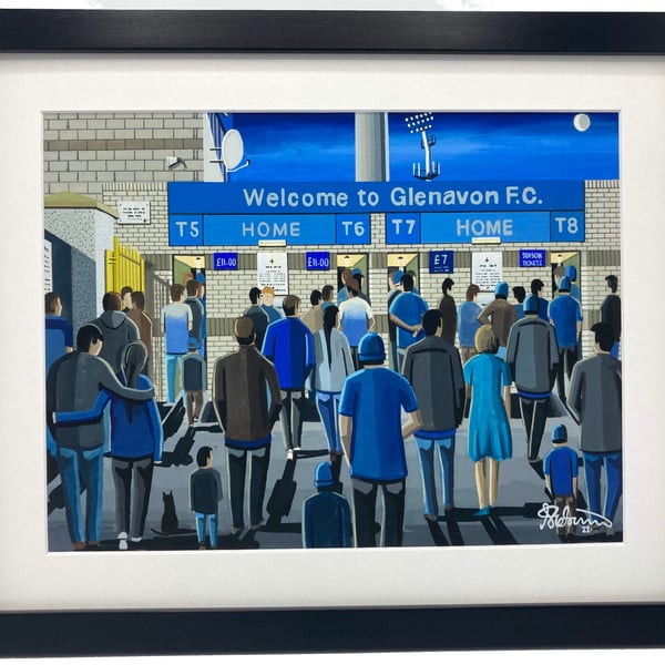 Glenavon F.C, Mourneview Park. High Quality Framed, Football Art Print