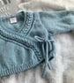 Hand Knitted Newborn Wrapover Cardigan (0-3 months) - Image 2