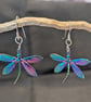 Beautiful Anodised  Stainless Steel Dragonfly Earrings - Image 2
