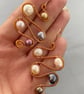 Multicoloured Cultured Pearl Copper Abstract Squiggle Dangle Earrings  - Image 9