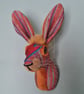 Faux hare head wall mount in multi coloured lurex - Ziggy Haredust - Image 3