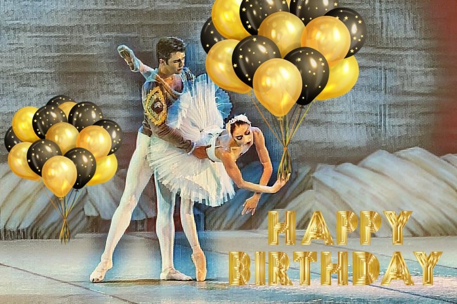 Happy Birthday A5 Card Ballet Swan Lake 
