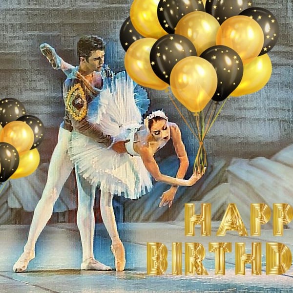 Happy Birthday A5 Card Ballet Swan Lake 