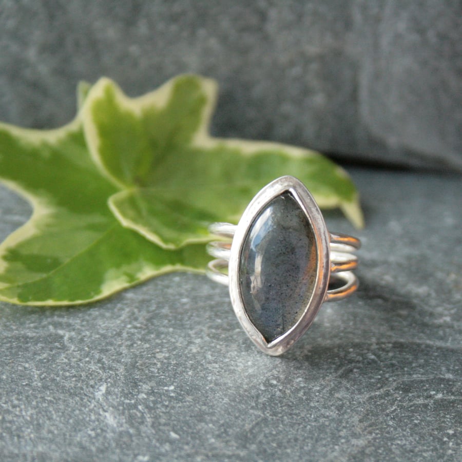 Labradorite gemstone ring