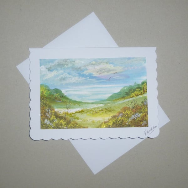 hand painted landscape blank greetings card ( ref FA 264 B1 )