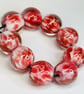 Handmade pink and white patterned lamp work glass beads - Image 7