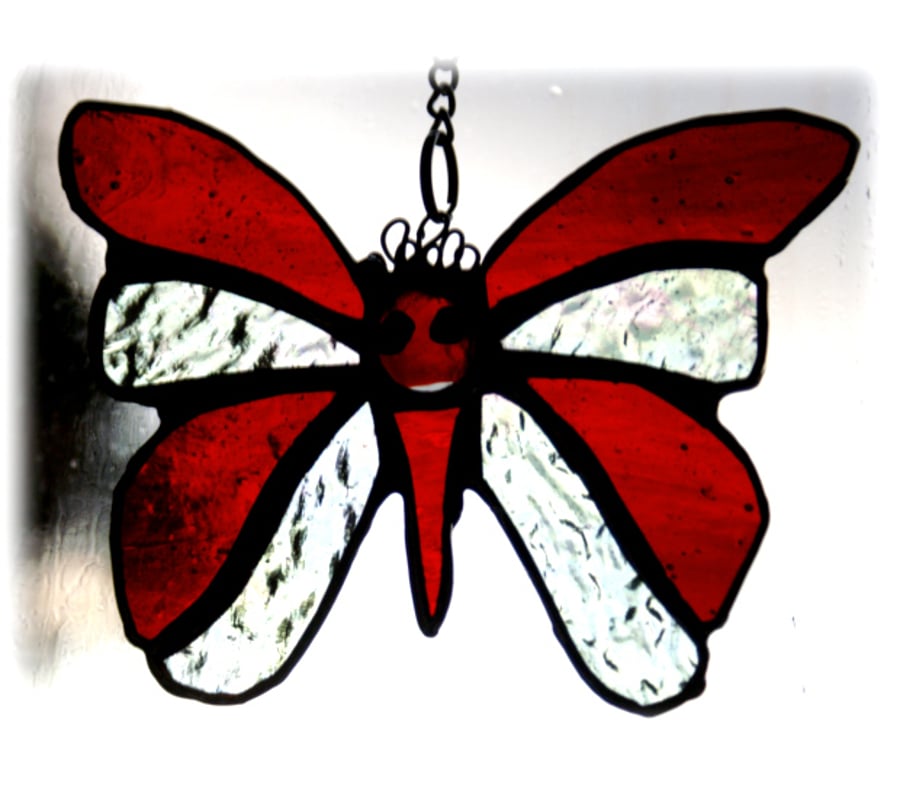 SOLD Birthstone Butterfly Suncatcher Stained Glass Garnet January
